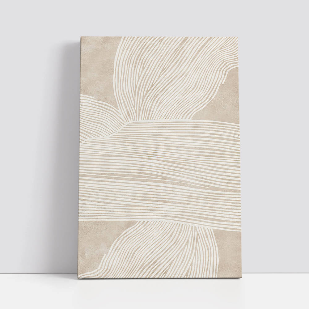 Beige Serenity in Linear Harmony Canvas