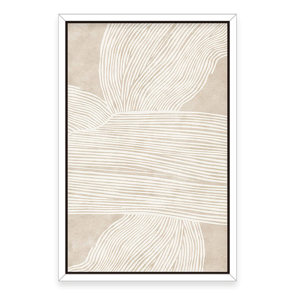 Beige Serenity in Linear Harmony Canvas