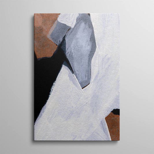 Simple White on Black Abstract Oil Painting