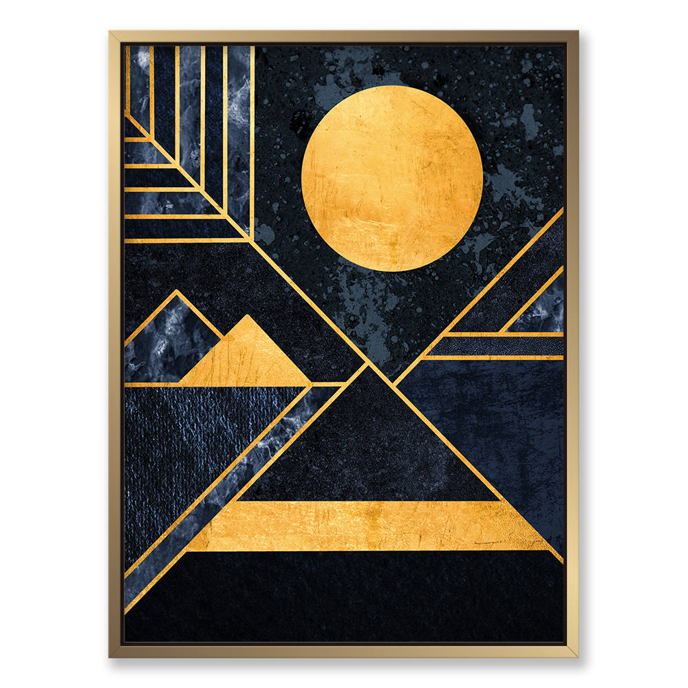 Geometric Shapes in Black and Gold Art Painting