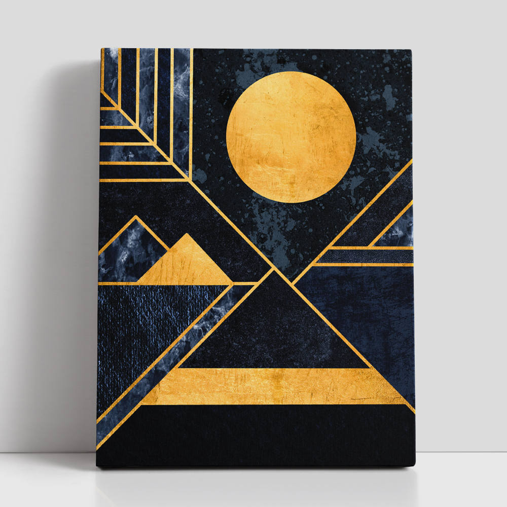 Geometric Shapes in Black and Gold Art Painting