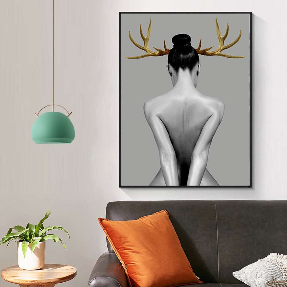 Modern Art Lady Horn Prints