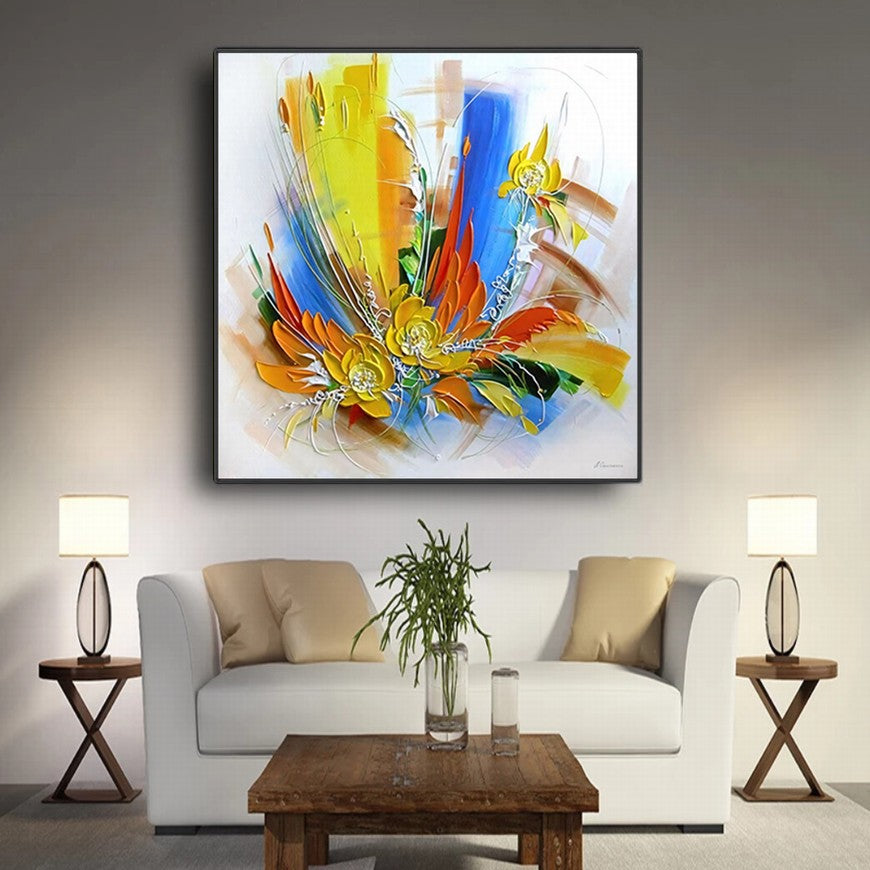Rainbow Splash of Flower Blooms Oil Painting