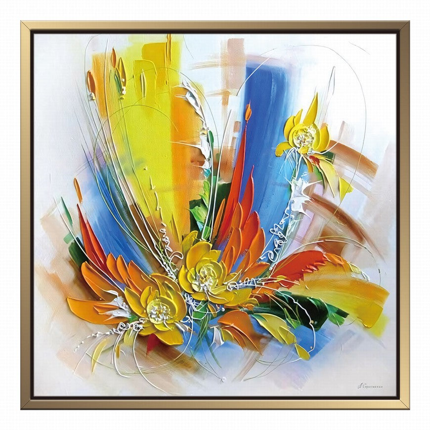 Rainbow Splash of Flower Blooms Oil Painting