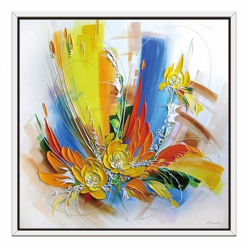 Rainbow Splash of Flower Blooms Oil Painting