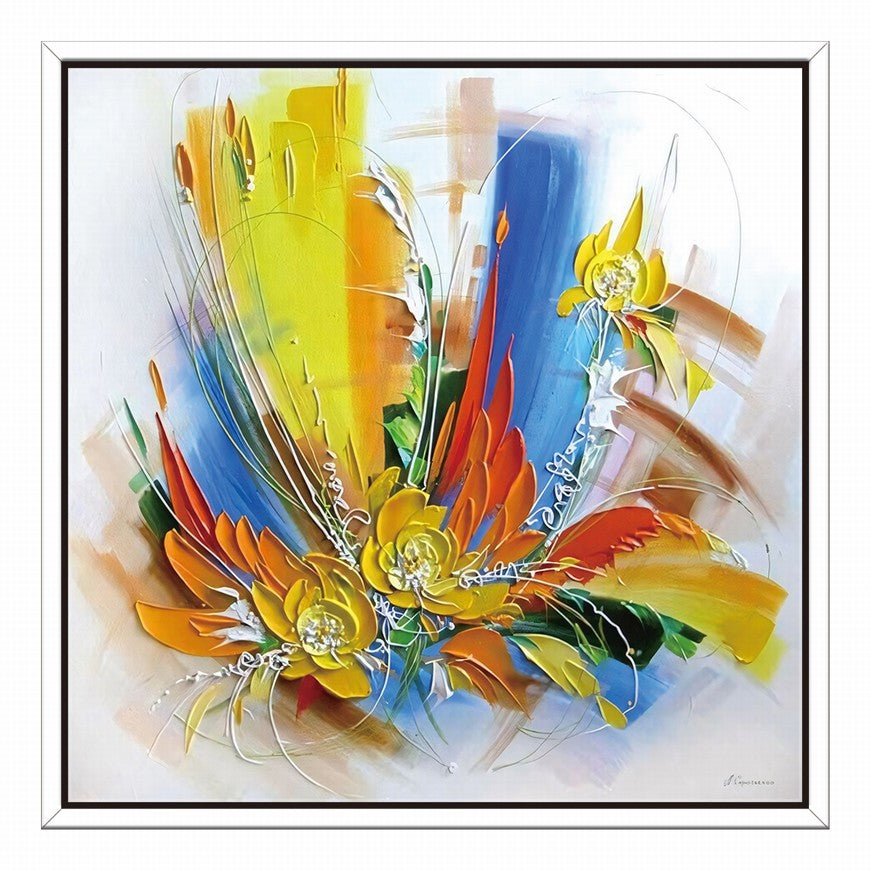 Rainbow Splash of Flower Blooms Oil Painting