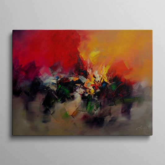 Fiery Glow, Tangerine Blaze Abstract Painting