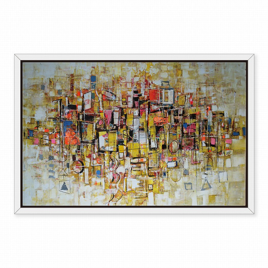 Lanterns Glow, Golden Night Asbtract Painting