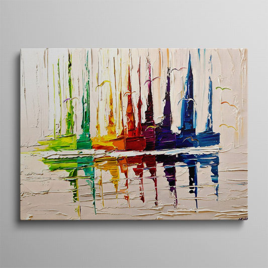 Prismatic Sails, Ocean's Embrace Oil Canvas