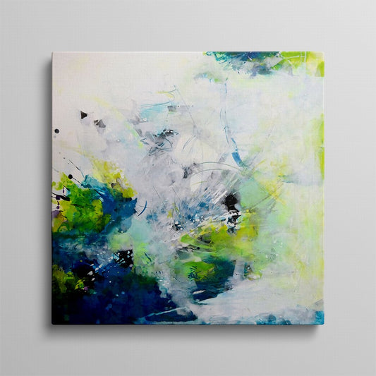 Olive Essence, Green Burst Abstract Canvas