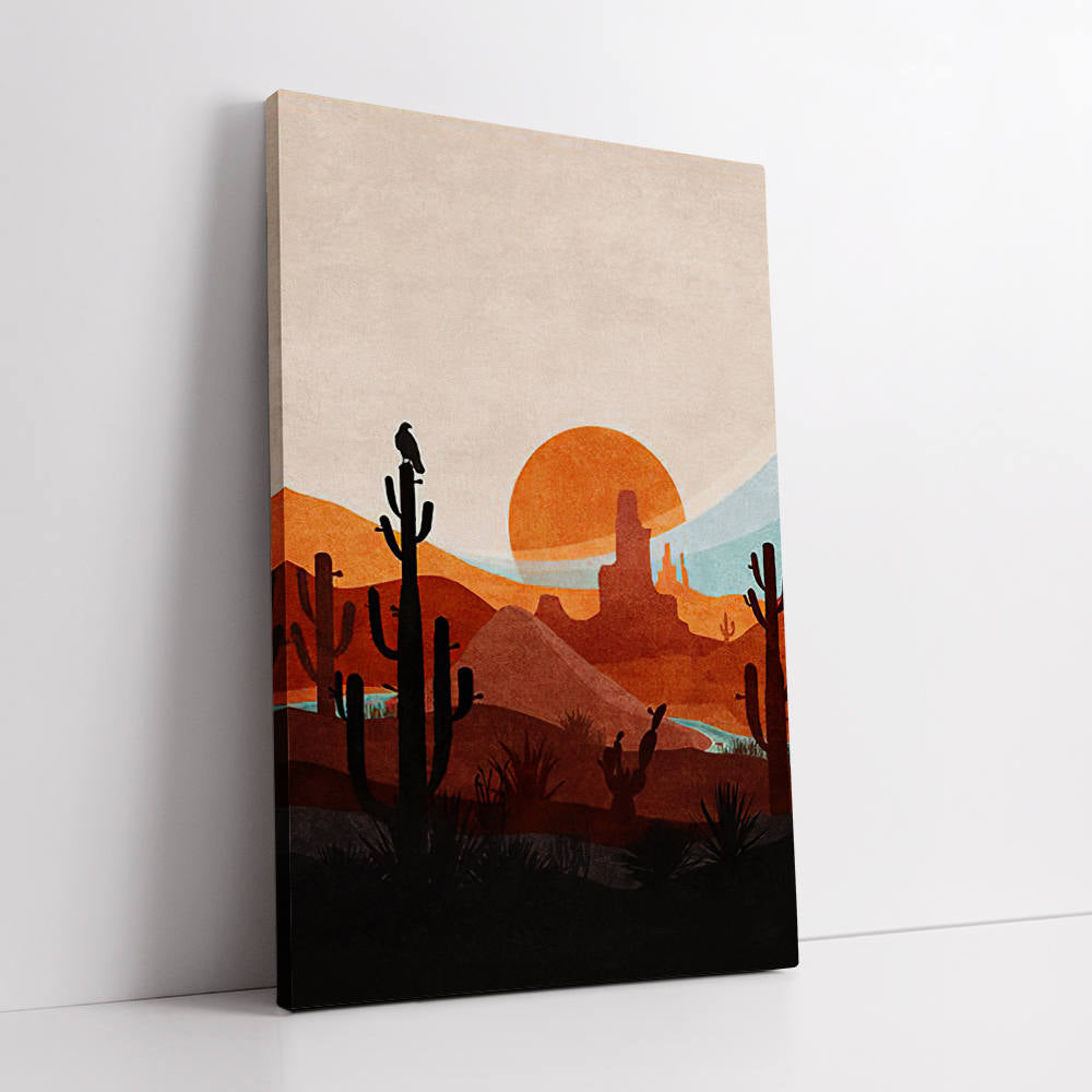 Cacti Silhouettes at Dusk Landscape