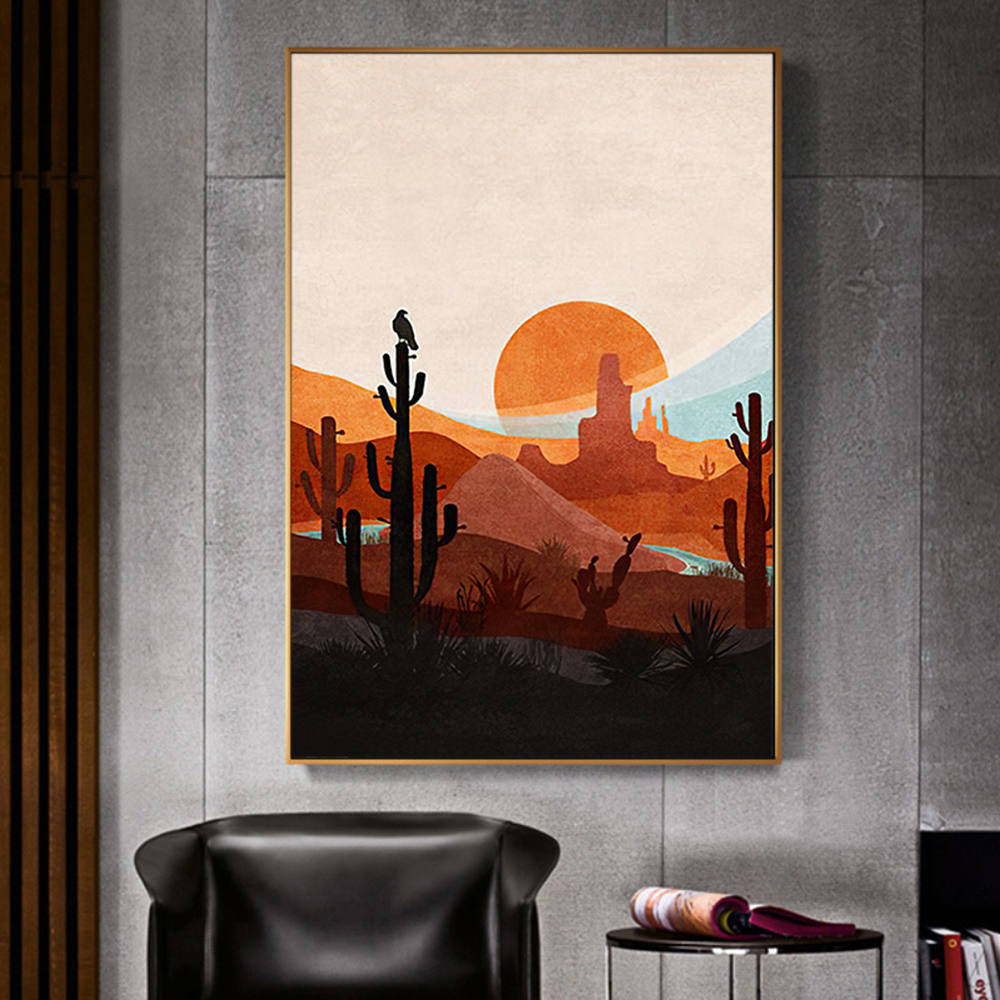 Cacti Silhouettes at Dusk Landscape