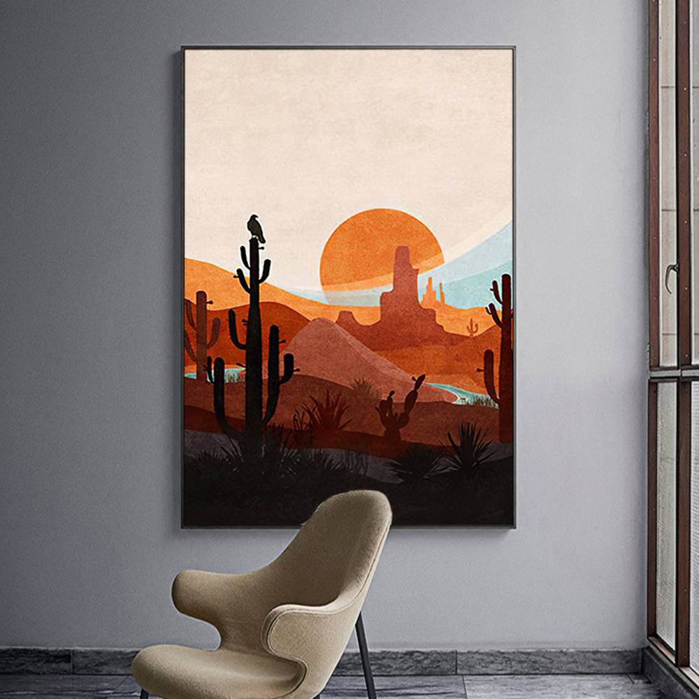 Cacti Silhouettes at Dusk Landscape