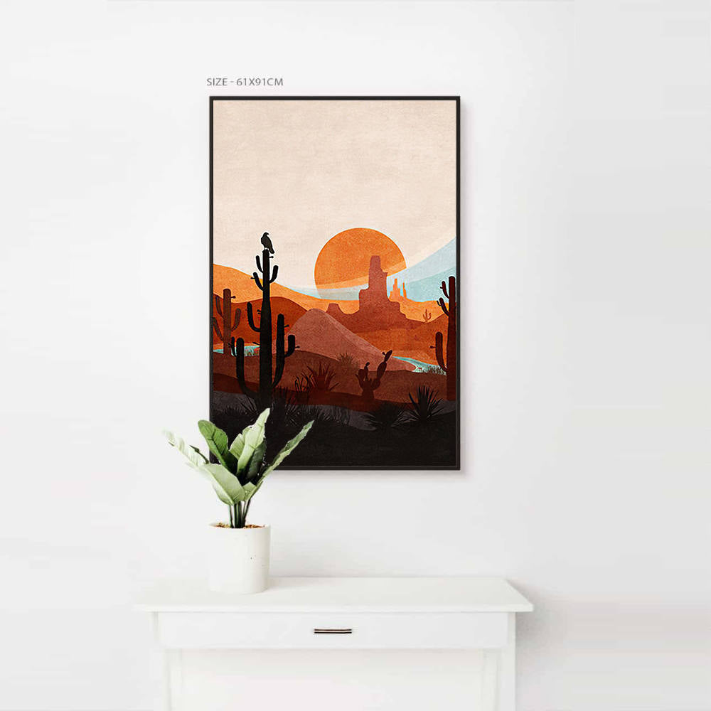 Cacti Silhouettes at Dusk Landscape