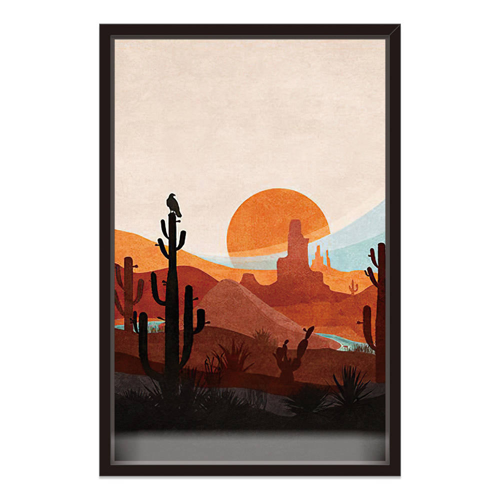 Cacti Silhouettes at Dusk Landscape