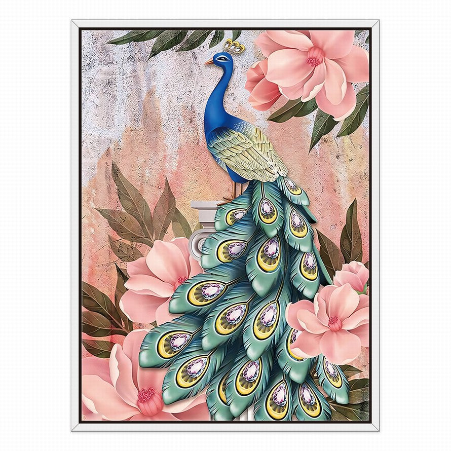 Peacock's Dance with Blossoms Canvas