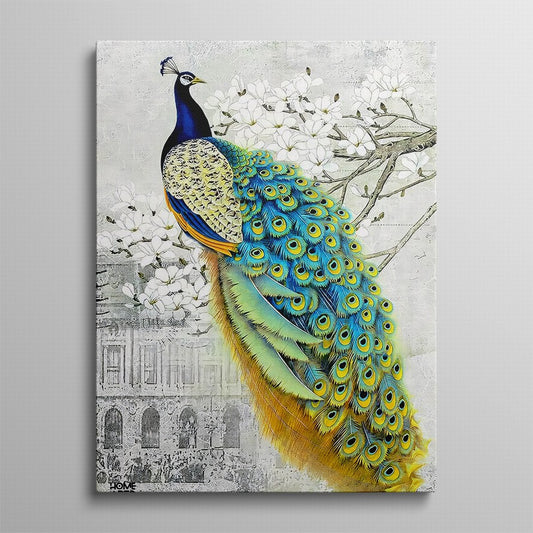 Plumage Amongst Cream Blossoms Canvas