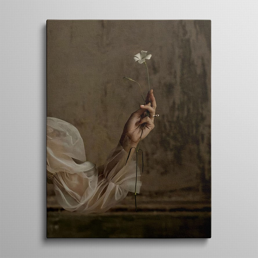 Hands Clutching Floral Peace Canvas
