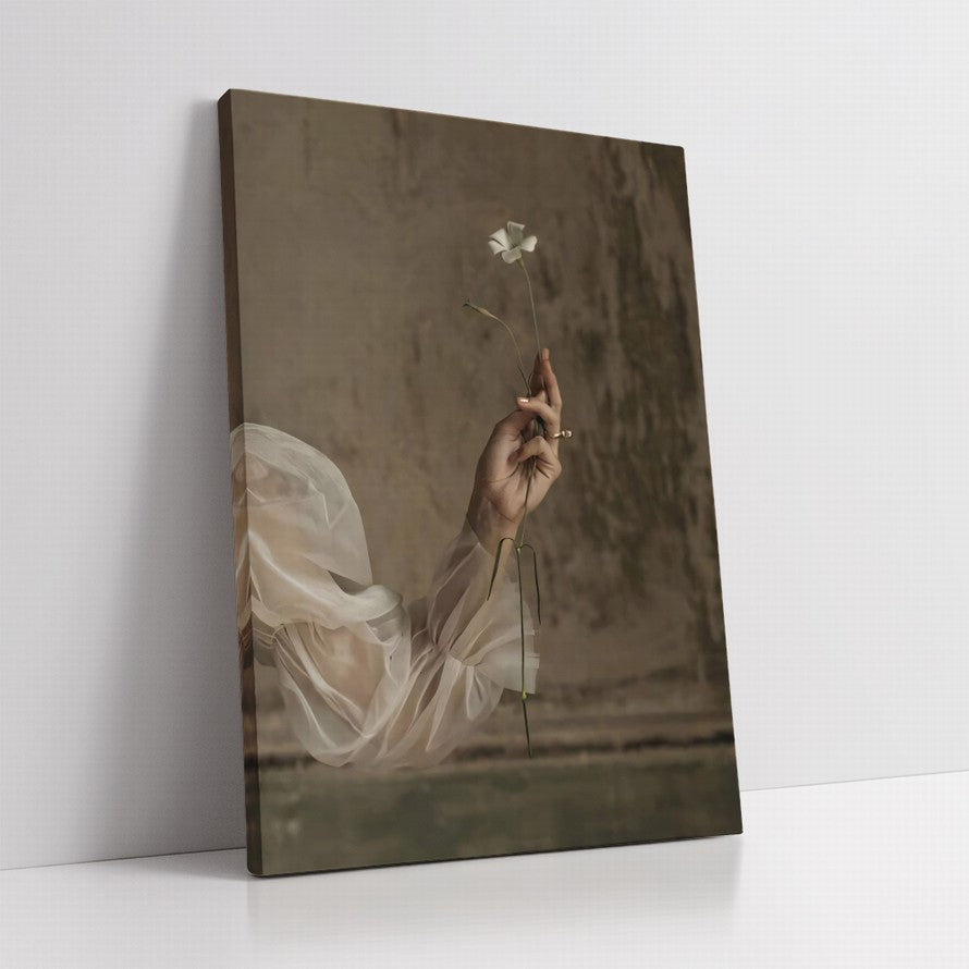 Hands Clutching Floral Peace Canvas