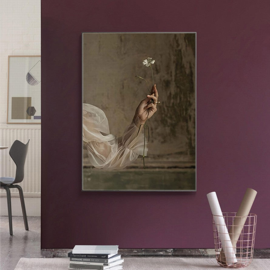 Hands Clutching Floral Peace Canvas