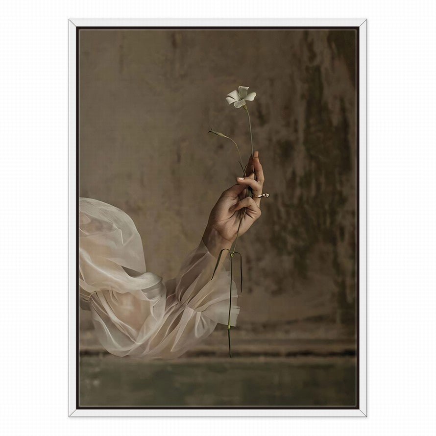 Hands Clutching Floral Peace Canvas
