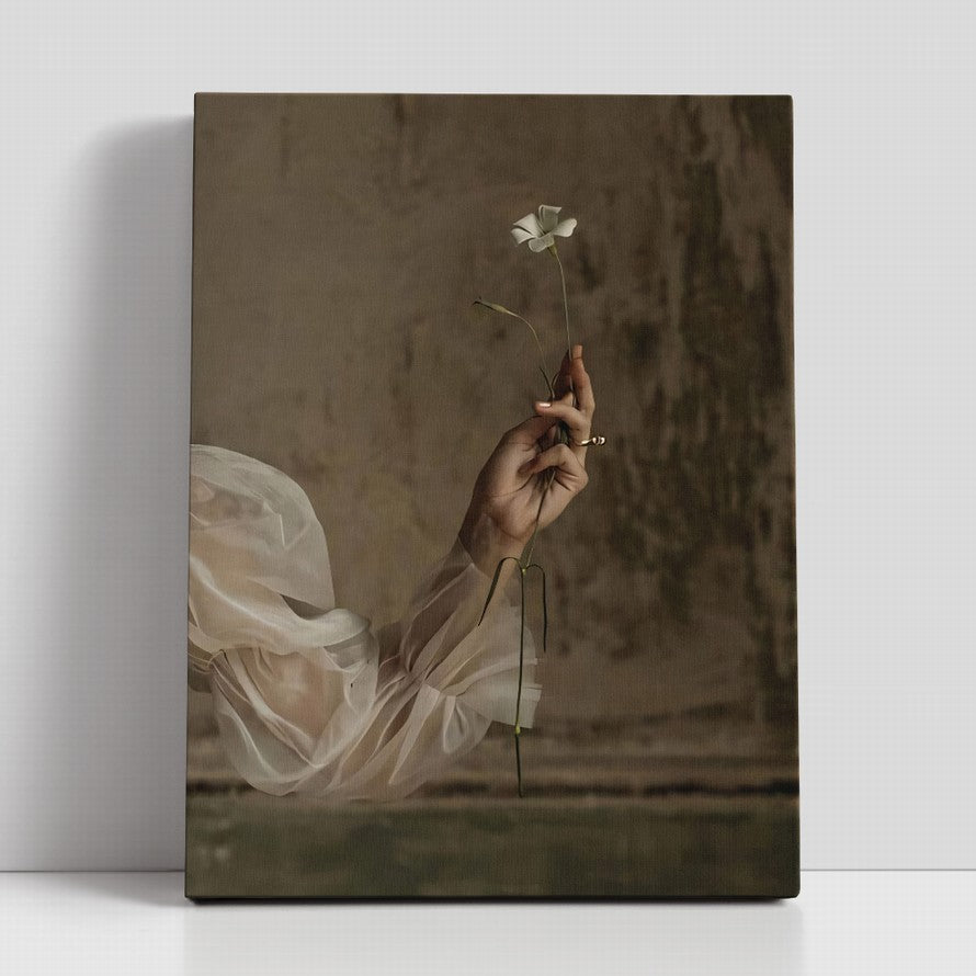 Hands Clutching Floral Peace Canvas