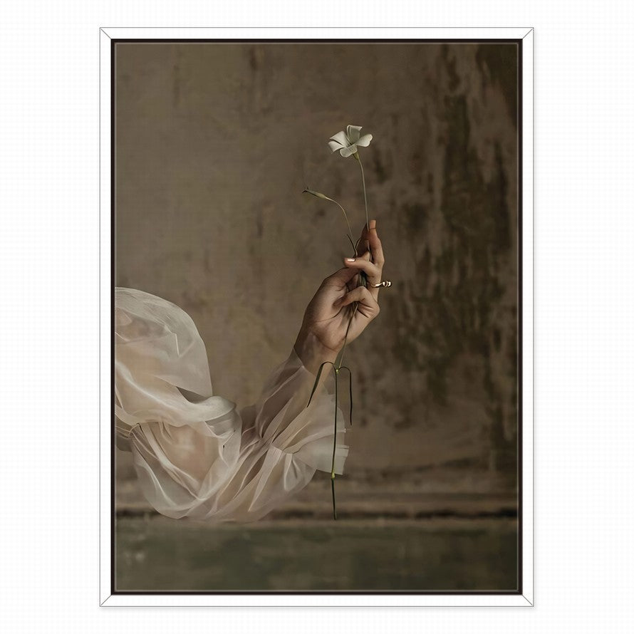 Hands Clutching Floral Peace Canvas