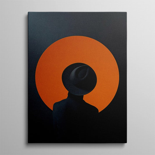 Black and Orange Woman with a Hat Canvas