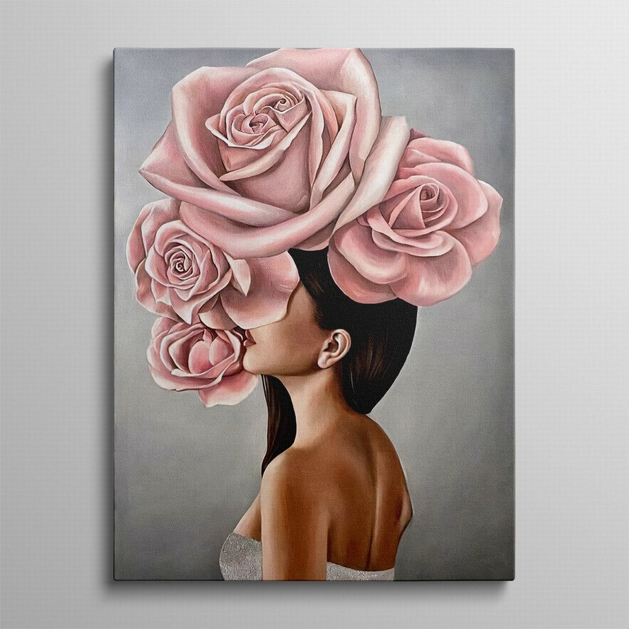 Whispers Behind Pink Petals Oil Canvas