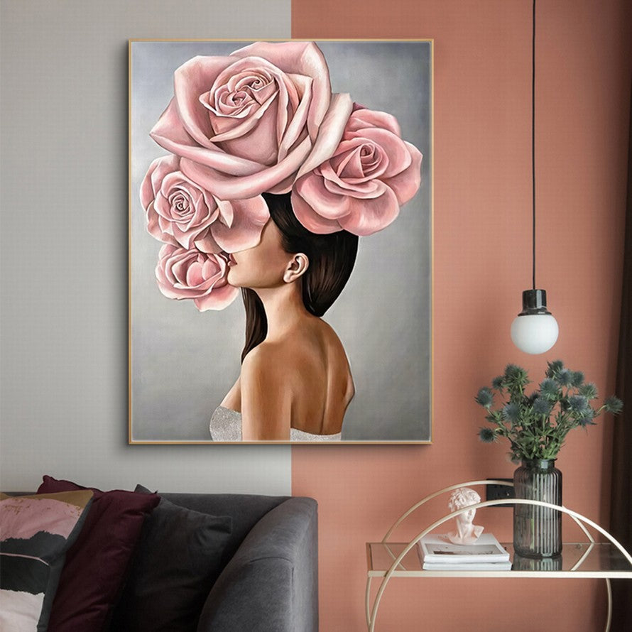 Whispers Behind Pink Petals Oil Canvas