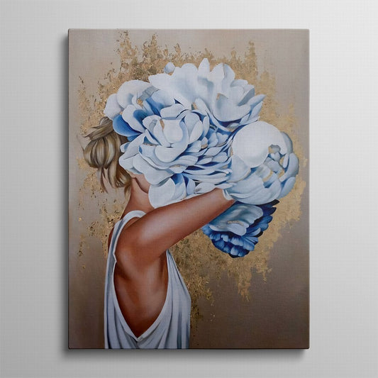 Veil of Blue Petals Oil Canvas