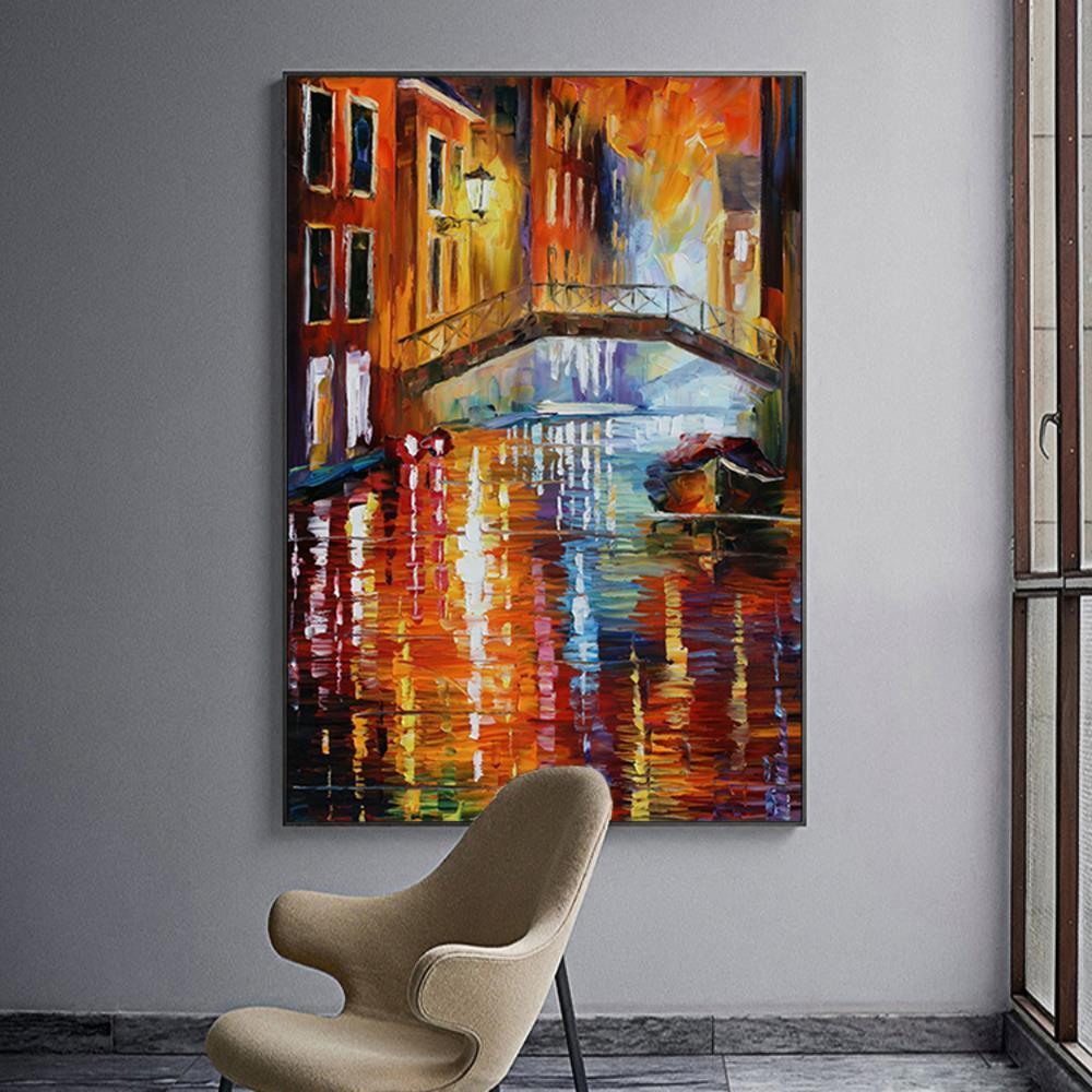 Leonid Afremov River Below the Bridge Canvas
