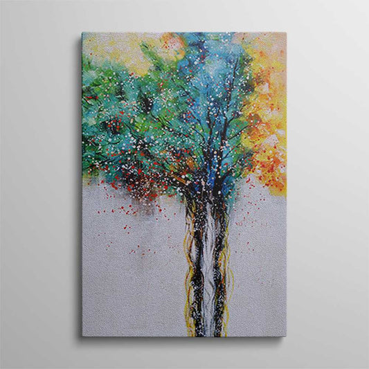 Dotted Clored Tree Home Decoration Canvas