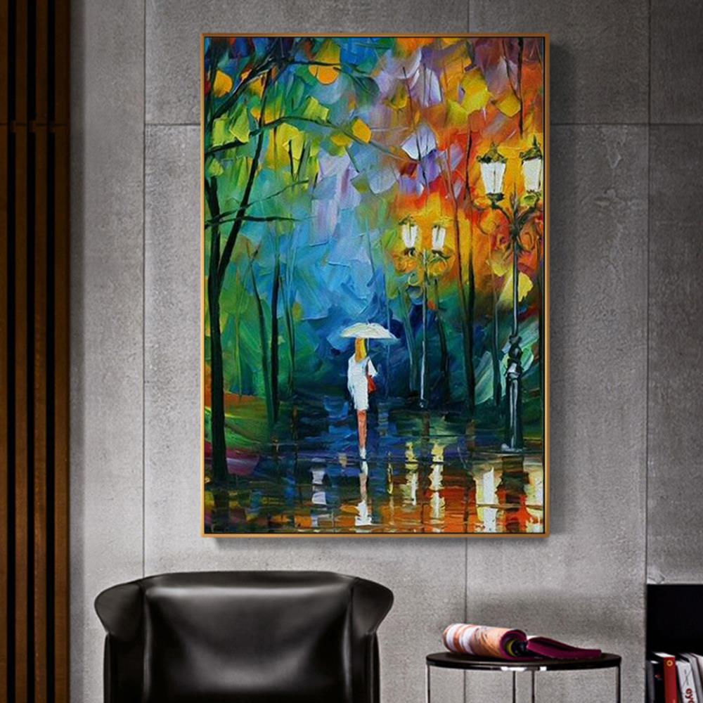 Walking Lady Water Painting Home Decoration Canvas