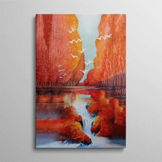 Red Lake Wall Art Home Decoration Canvas