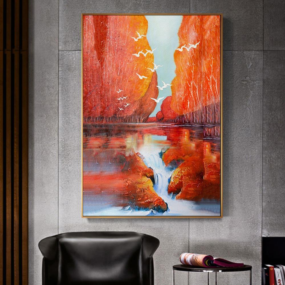 Red Lake Wall Art Home Decoration Canvas