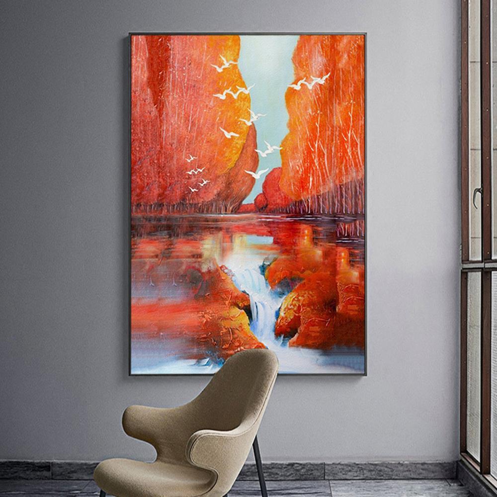 Red Lake Wall Art Home Decoration Canvas
