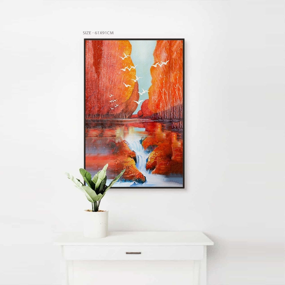 Red Lake Wall Art Home Decoration Canvas