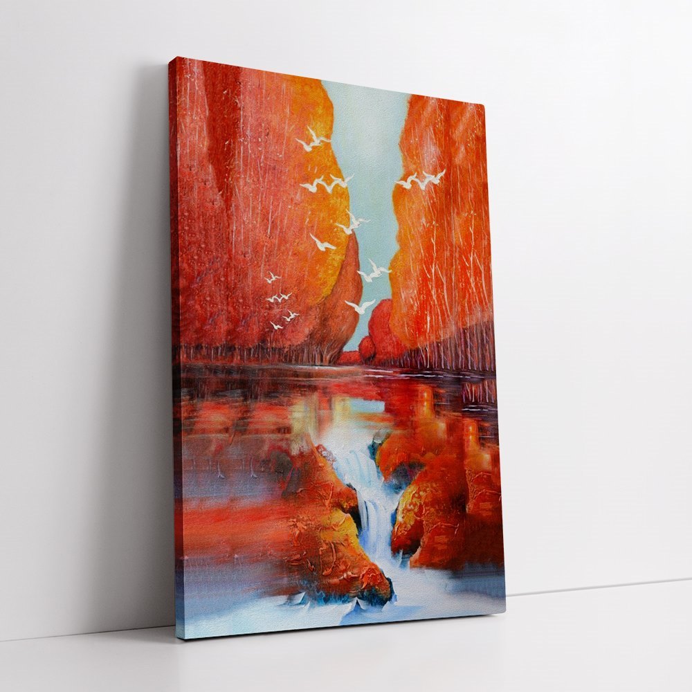 Red Lake Wall Art Home Decoration Canvas