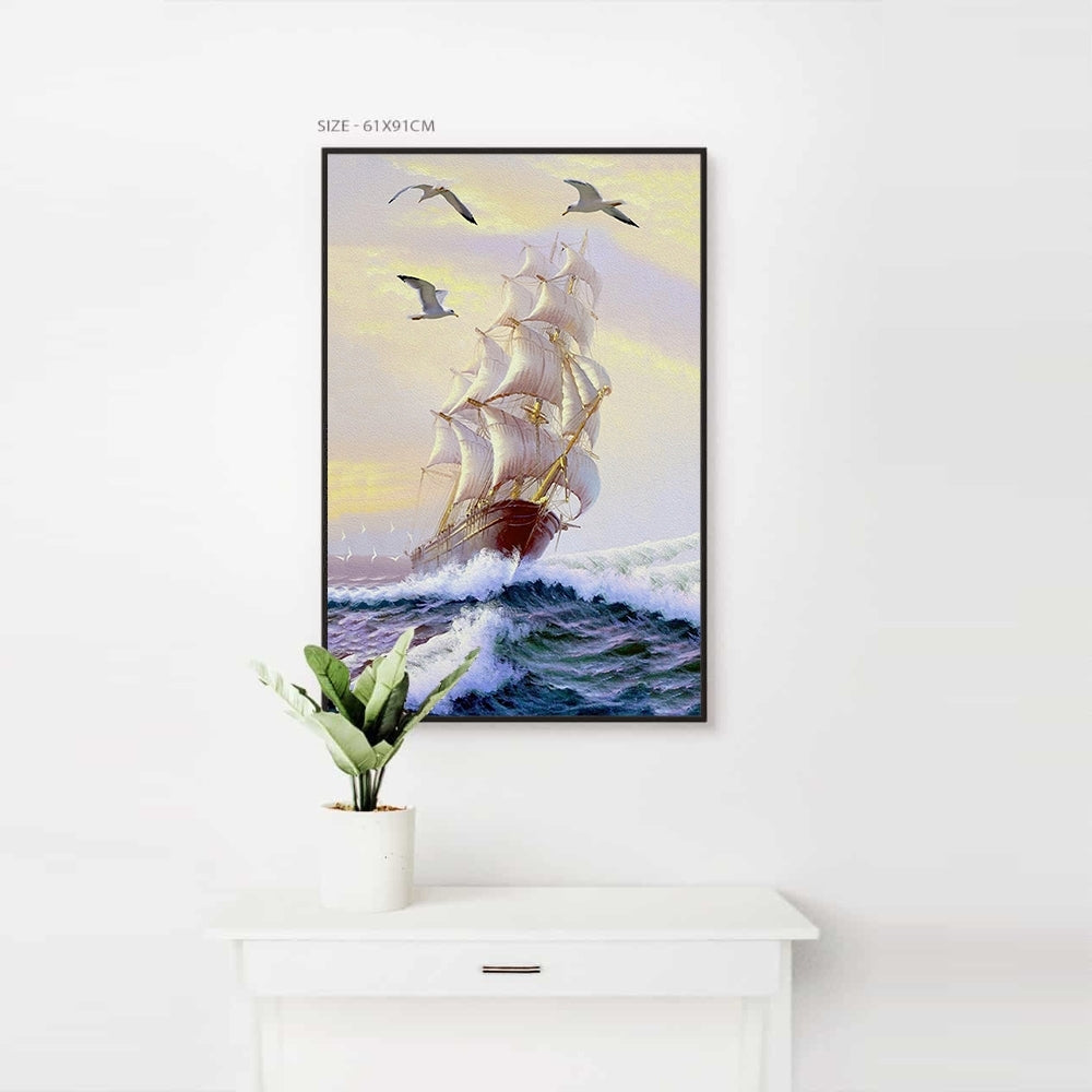 Ocean Waves and the Boat Home Decoration Canvas
