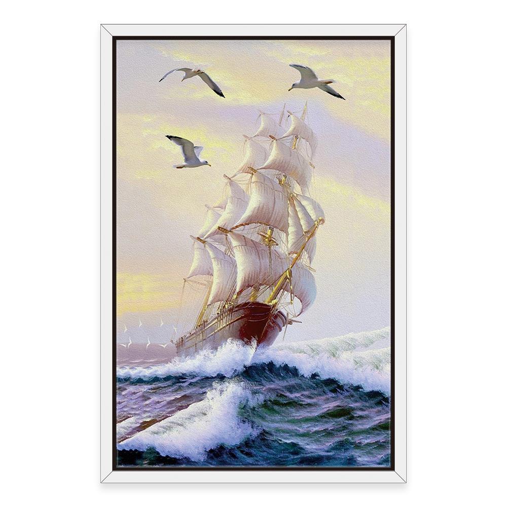 Ocean Waves and the Boat Home Decoration Canvas