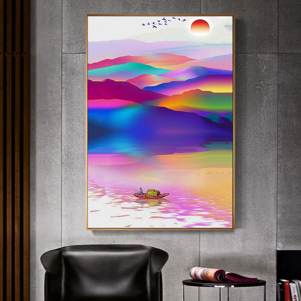 Rainbow Hillside View Design Home Decoration Canvas