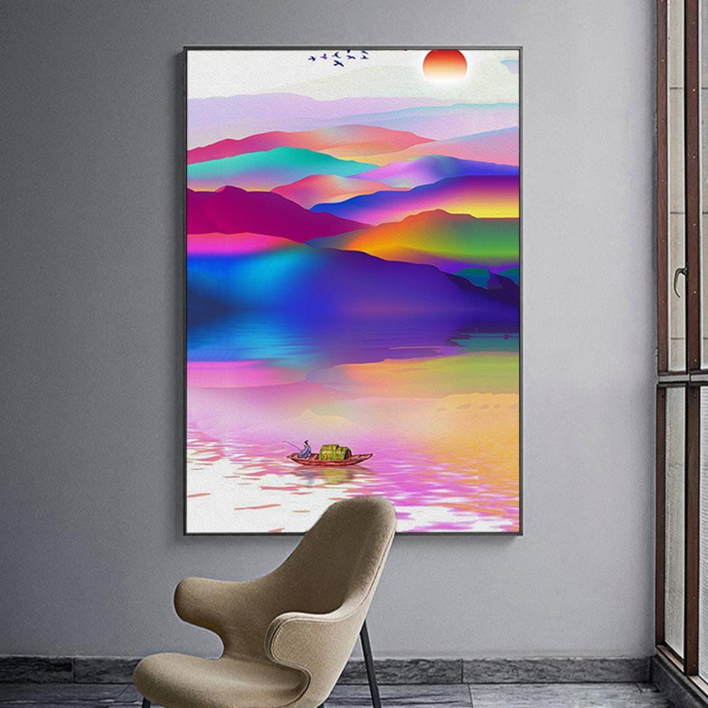 Rainbow Hillside View Design Home Decoration Canvas