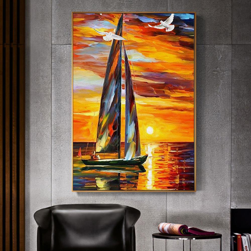 Sea Birds and the Boat Home Decoration Canvas