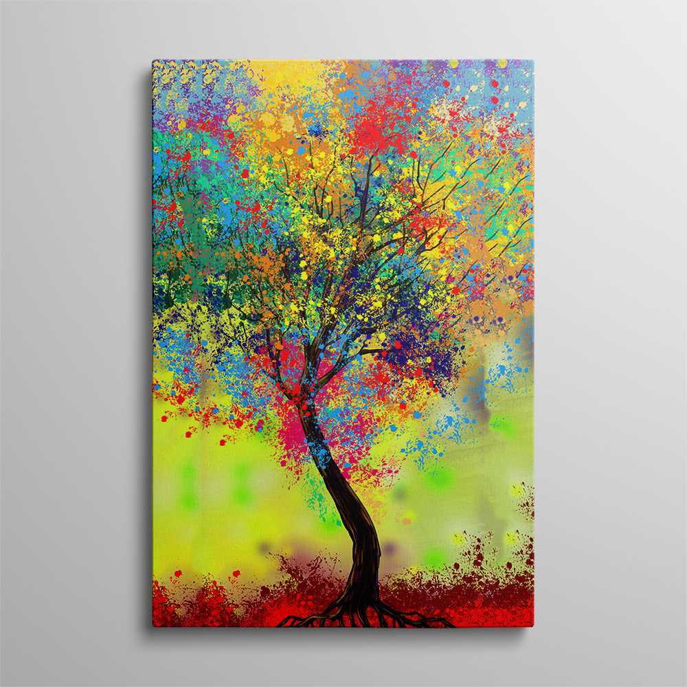 Multi Color Tree Home Decoration Canvas