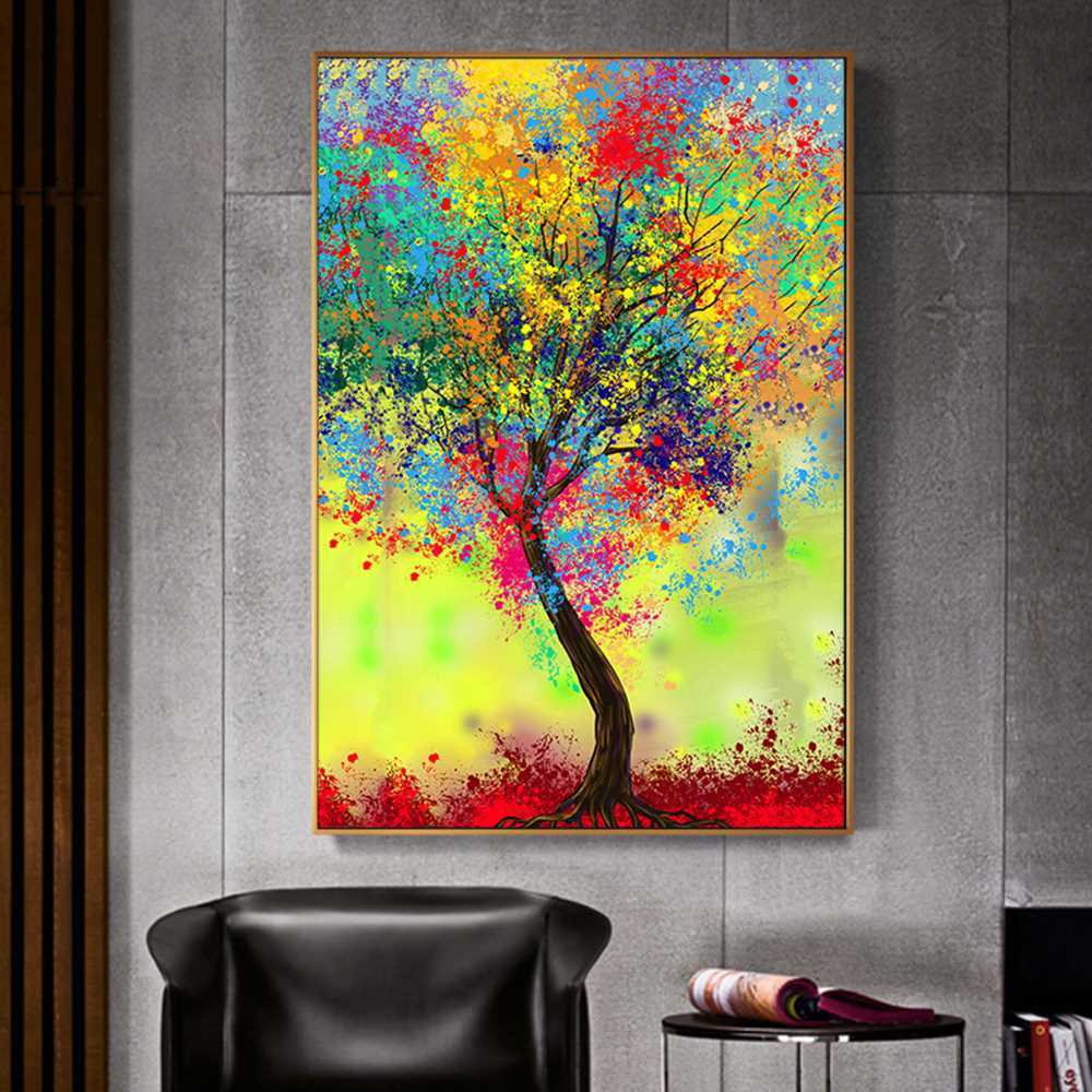 Multi Color Tree Home Decoration Canvas