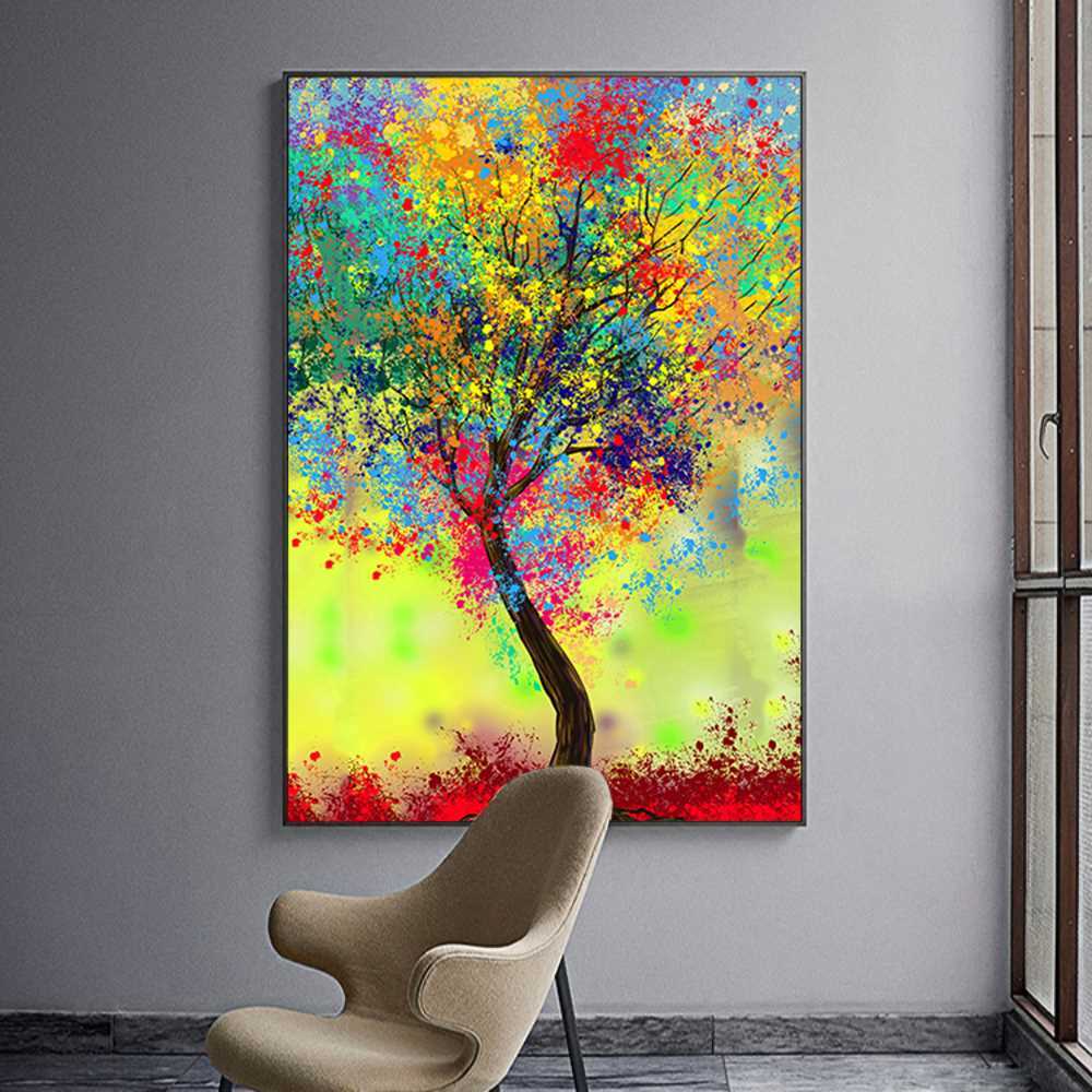 Multi Color Tree Home Decoration Canvas