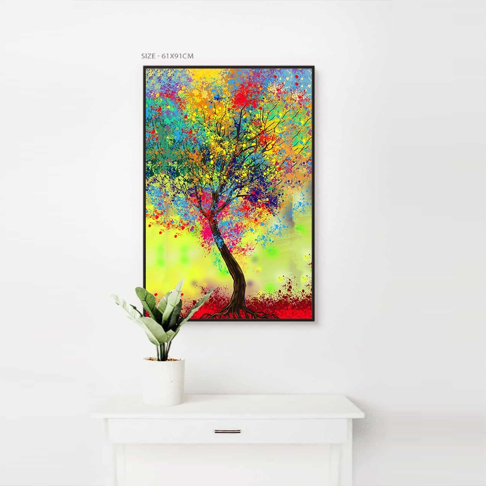 Multi Color Tree Home Decoration Canvas