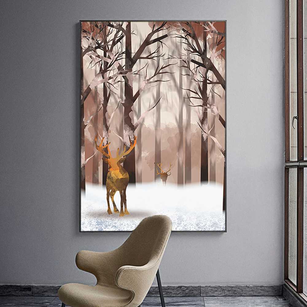 Brown Trees and Sheep Home Decoration Canvas