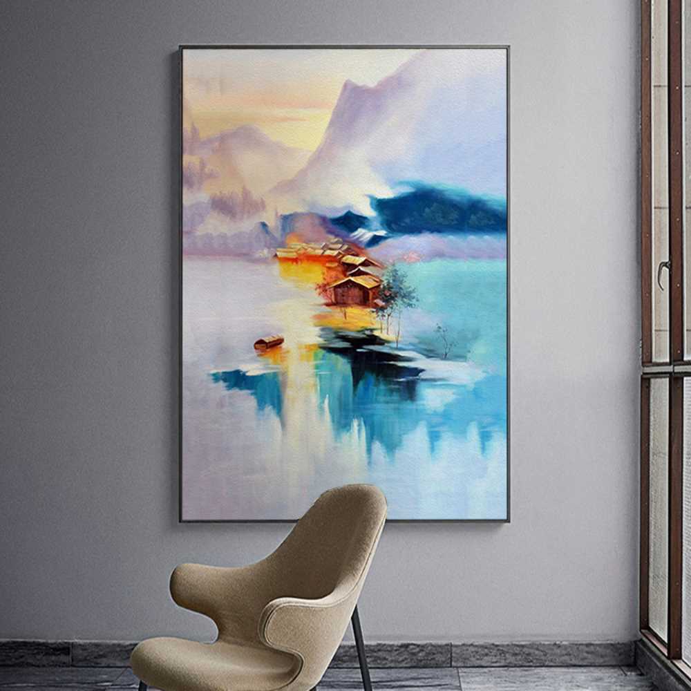 Village Mountain Art Decor Home Decoration Canvas